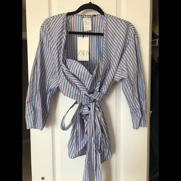 Zara cotton wrap blouse with a matching bralette - Picture 1 of 4